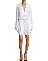A.L.C. Danielle Long Sleeve Silk Drawstring Dress White