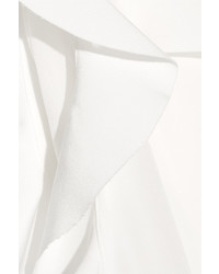 Fendi Ruffle Trimmed Pleated Silk Mini Dress Ivory