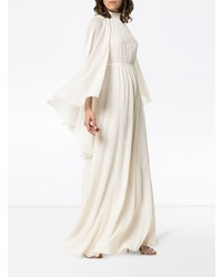 Giambattista Valli High Neck Cape Sleeve Silk Maxi Dress