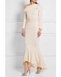 Haider Ackermann Off The Shoulder Asymmetric Crepe Gown Ivory