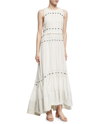 3.1 Phillip Lim Pintuck Sleeveless Silk Gown Dress W Ties White