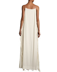 Brunello Cucinelli Strappy Gown W Ostrich Feather Sides Ivory