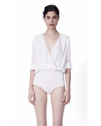 Sandra Weil Heffner White Silk Bodysuit