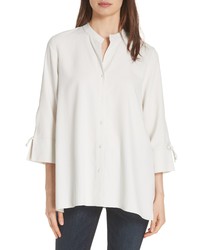 Eileen Fisher Tie Sleeve Silk Shirt