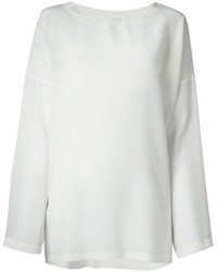 White Silk Long Sleeve T-shirt