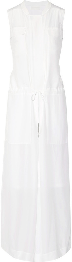 silk maxi dress white