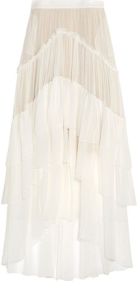white silk maxi skirt