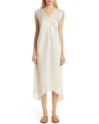 Zero Maria Cornejo Foulard Plisse Linen Silk Dress