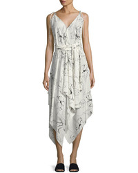Diane von Furstenberg Sleeveless Scarf Hem Midi Dress White