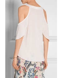 The Elder Statesman Cutout Cashmere And Silk Blend Top Off White