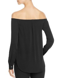 DKNY Off The Shoulder Silk Blouse