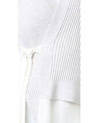 3.1 Phillip Lim Long Sleeve Silk Combo Cardigan