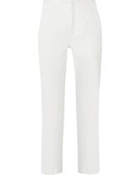 Roland Mouret Mimosa Cropped Cotton And Silk Blend Piqu Straight Leg Pants White