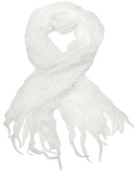 CNC Costume National Coveri Collection White Ruffled Silk Stole
