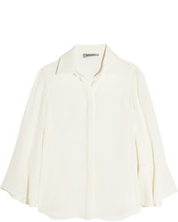 Valentino Bell Sleeve Silk Shirt Ivory