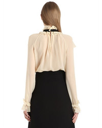 Gucci Ruffled Silk Georgette Shirt With Bow