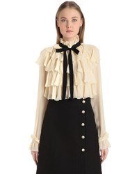 Gucci Ruffled Silk Georgette Shirt With Bow