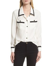 Frame Piped Double Pocket Silk Shirt