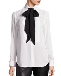 Polo Ralph Lauren Silk Tie Neck Tuxedo Shirt