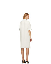 Partow White Silk Glen Shirt Dress