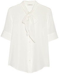 Marc Jacobs Pussy Bow Silk Crepe Blouse