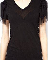 Unconditional Fine Silk T Shirt With Chiffon Sleeves