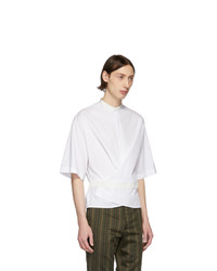 Haider Ackermann White And Off White Silk Wrap Belt Shirt