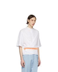 Haider Ackermann White And Orange Silk Wrap Belt Shirt