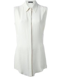 Women's White Sleeveless Button Down Shirt, White Skater Skirt | Lookastic