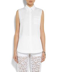 Givenchy Silk Satin Trimmed Cotton Poplin Shirt White