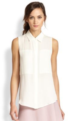 theory silk sleeveless top