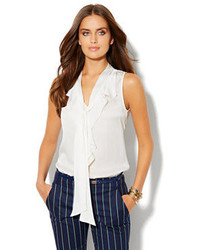 New York & Co. Ruffle Front Bow Blouse