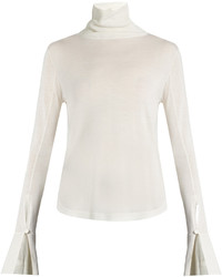 Chloé Chlo Roll Neck Wool Silk And Cashmere Blend Sweater