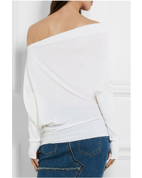 Tom Ford Off The Shoulder Cashmere And Silk Blend Sweater Ivory