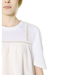 Chloé Cotton Jersey Silk Crepe T Shirt