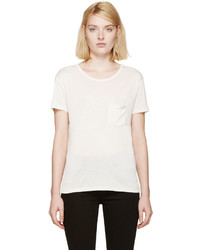Saint Laurent Ivory Silk Pocket T Shirt