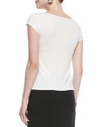 Eileen Fisher Silk Jersey Cap Sleeve Tee Soft White