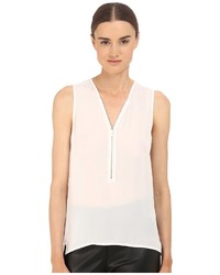 The Kooples Tank Top In Silk And Jersey With A Zip Neckline Sleeveless