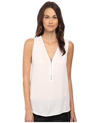 The Kooples Tank Top With A Zip Neckline In Silk And Jersey