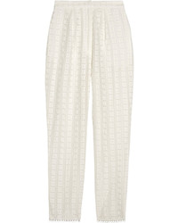 Zimmermann Zephyr Broderie Anglaise Cotton And Silk Blend Tapered Pants Ivory