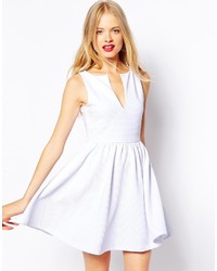 Asos Collection Sleeveless Skater Dress In Structured Rib With V Neck