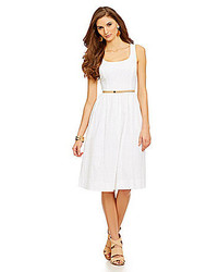 Donna Morgan Belted Eyelet Fit And Flare Dress