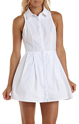 white skater shirt dress