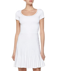 Diane von Furstenberg Tiered Fit And Flare Stretch Dress White