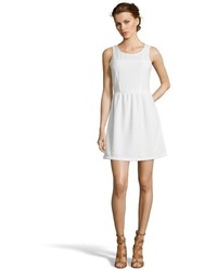 Wyatt White Perforated Stretch Crepe Fit And Flare Dress