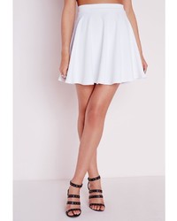 Missguided Textured Skater Skirt White