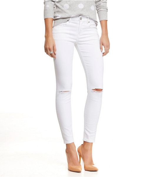 Express Mid Rise White Ankle Jean Legging, $79 | Express | Lookastic.com