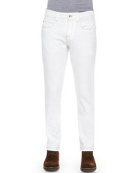 Loro Piana Five Pocket Slim Fit Dyed Denim Jeans White