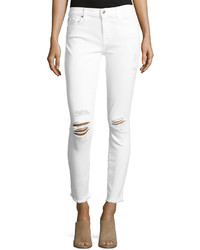 7 For All Mankind Gwenevere Skinny Ankle Jeans W Destroy White