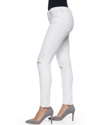 J Brand Low Rise Skinny Crop Jeans Deted White